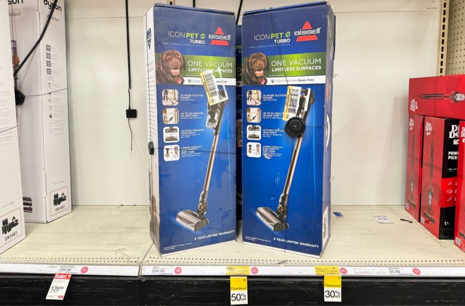 2 bissell icon pet turbo stick vacs on the clearance aisle at target