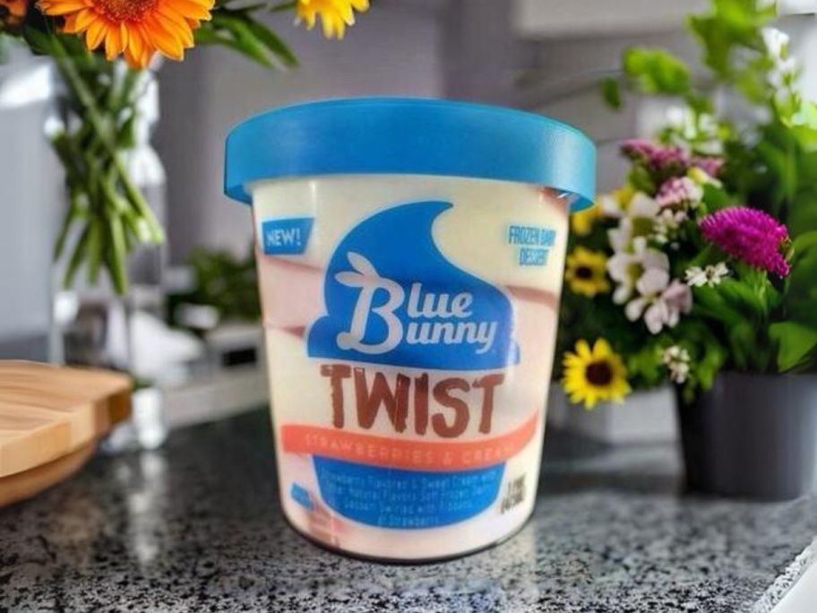 blue bunny twist ice cream on counter