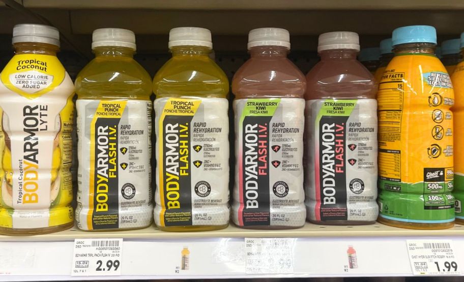 bodyarmor flash iv drinks on store shelf
