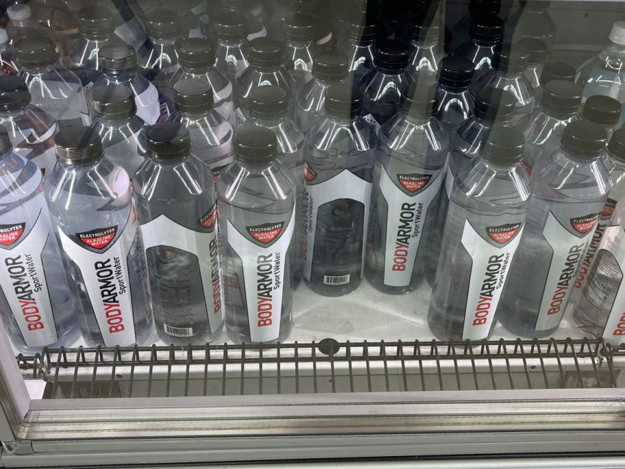 bodyarmor water bottles in store fridge 