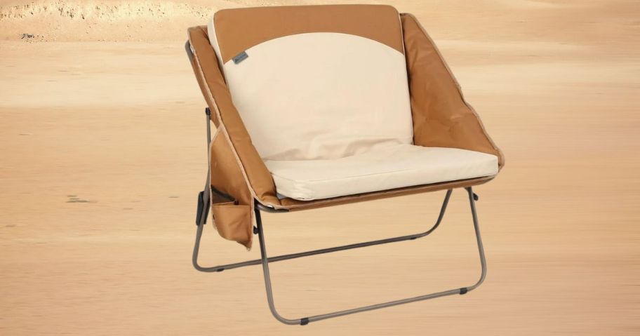 camping chair with sandy background