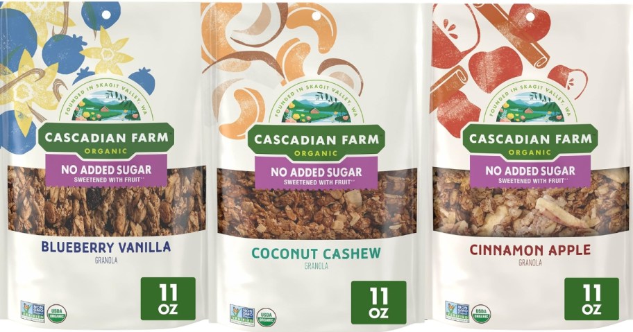 3 bags of Cascadian Farms organic granola