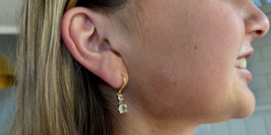 Cate & Chloe 18K Crystal Drop Earrings $18 Shipped (Includes Gift Box!)