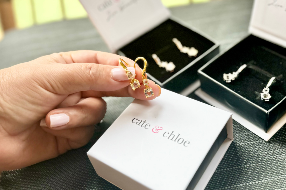 Cate & Chloe 18K Crystal Drop Earrings $18 Shipped (Includes Ready-to-Gift Box)