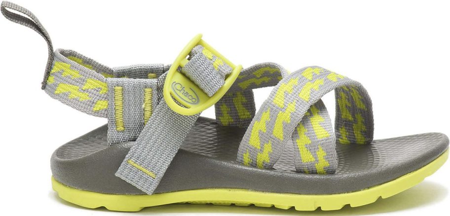 yellow and gray chacos sandal
