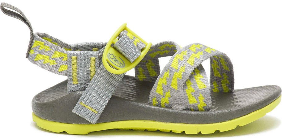 yellow and gray chacos sandal