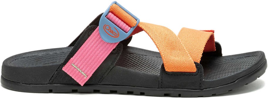 pink, orange and black strappy sandal stock image