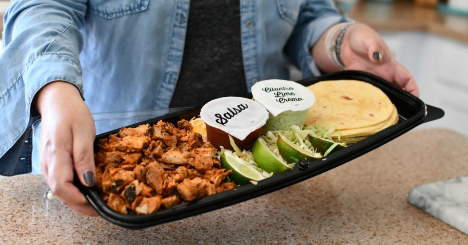 A chicken street taco kit from the Costco prepared meals section