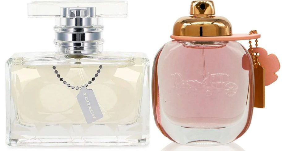 a bottle of coach signature and a bottle of coach floral