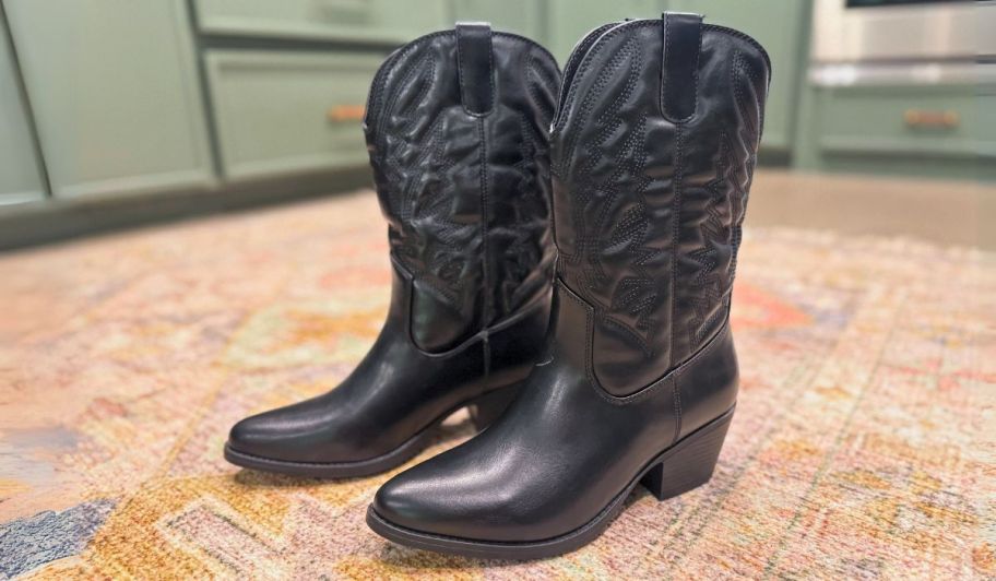 womens mid calf black cowboy boot