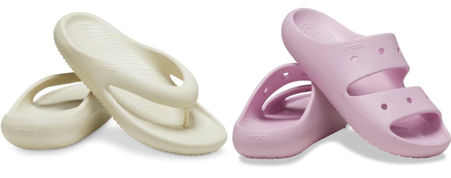 crocs white and pink sandals