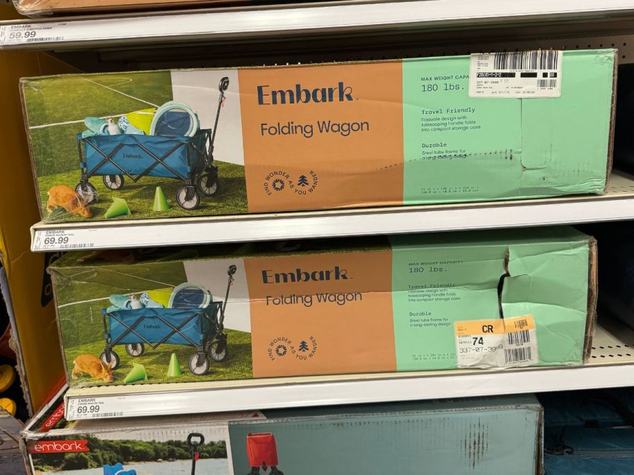 Embark Collapsible Wagon in box on store shelf