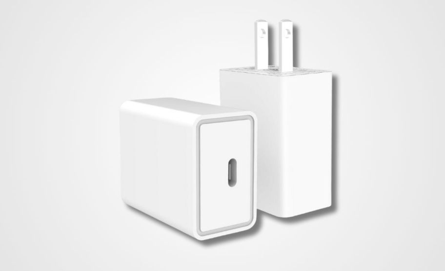 firsting wall adapter on white background