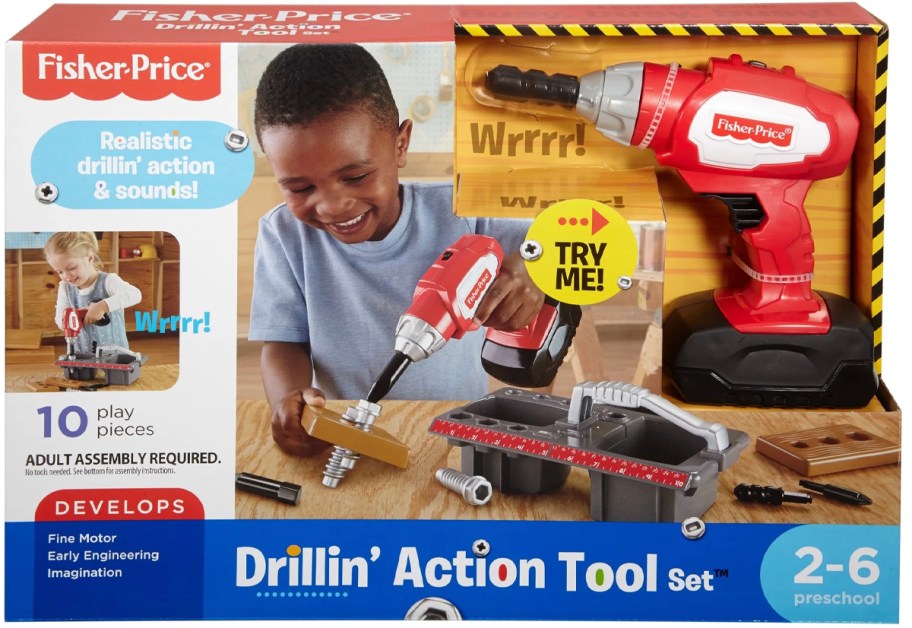 fisher price drillin action playset box