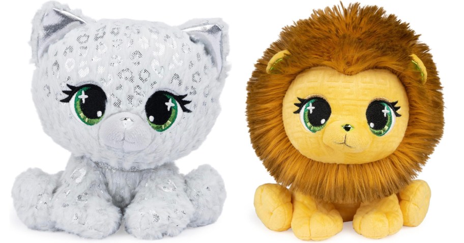 white cat and lion stuffed animals 