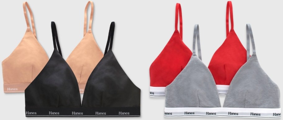 2 2-packs of hanes bralets