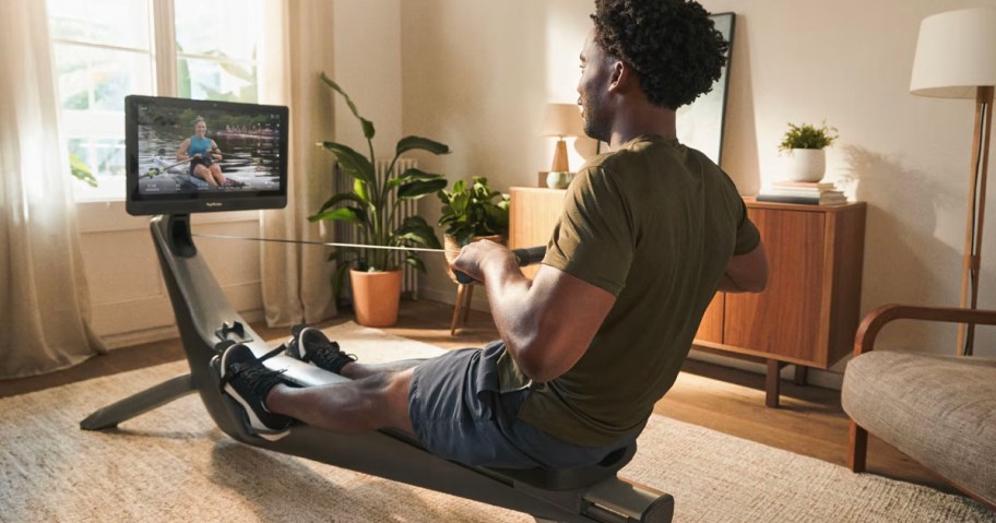 man using hydro rower pro 