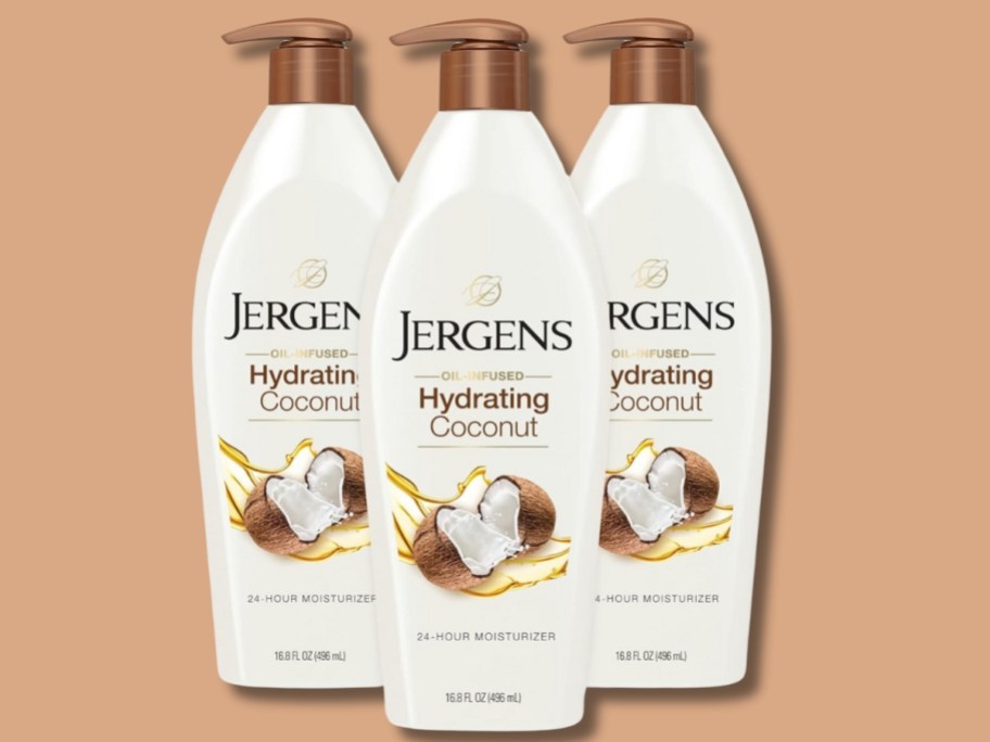 3 bottles of Jergen's Hydrating Coconut lotion