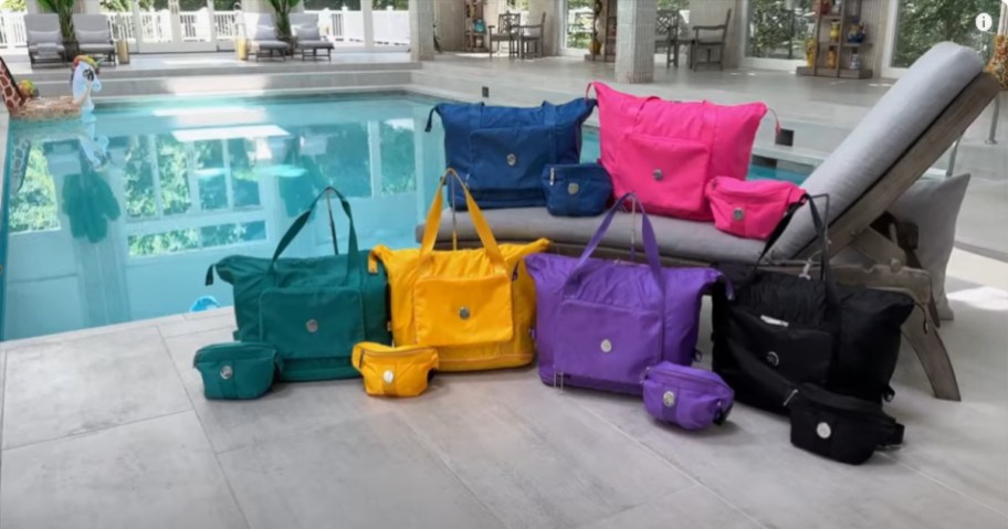 joy cleanboss bags on a chair by a pool