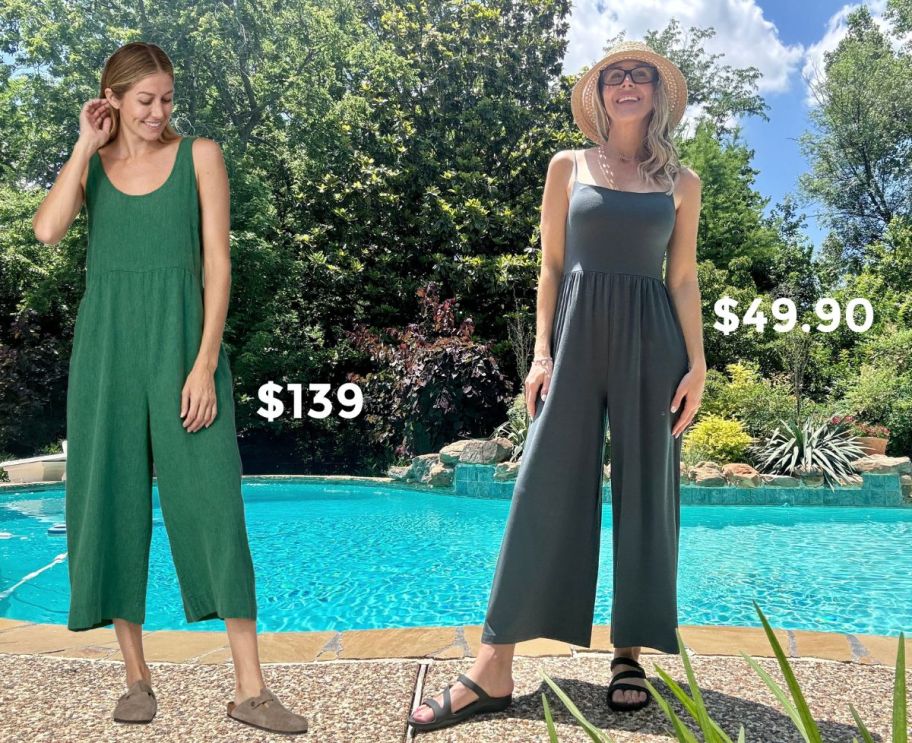 image showing comparison of quince jumpsuit to padagonia jumpsuit