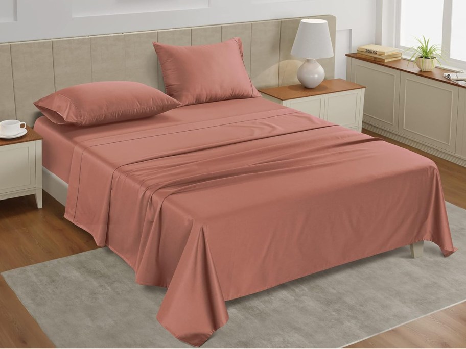 rust colored bed sheets