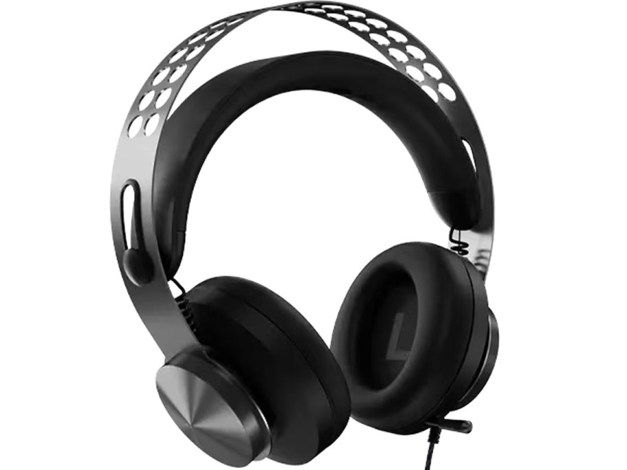 silver and black headset stock image