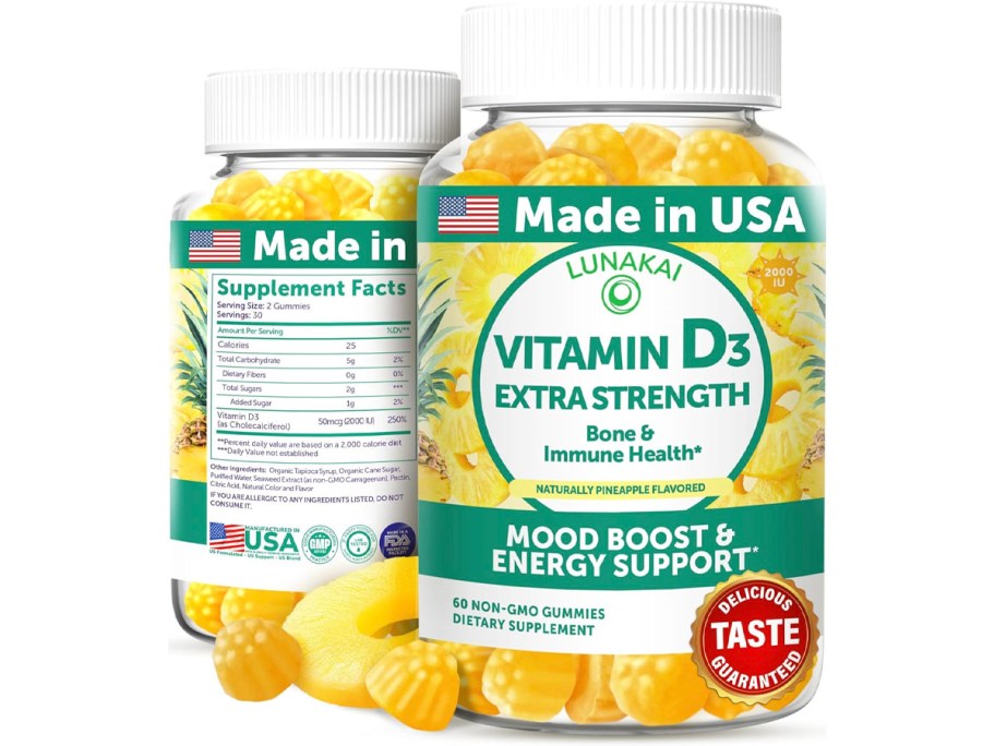 lunakai vitamin d3 gummies bottle front and back image