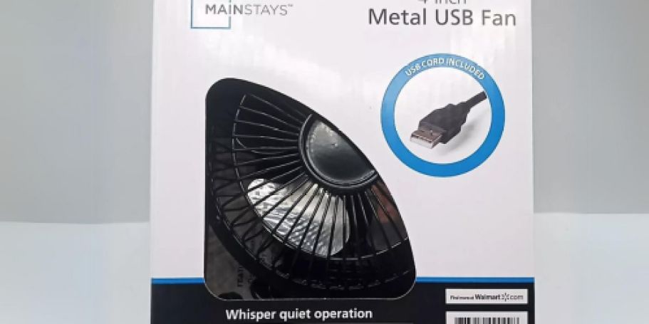 Mainstays 4” USB Powered Desktop Fan Only $5.46 on Walmart.com