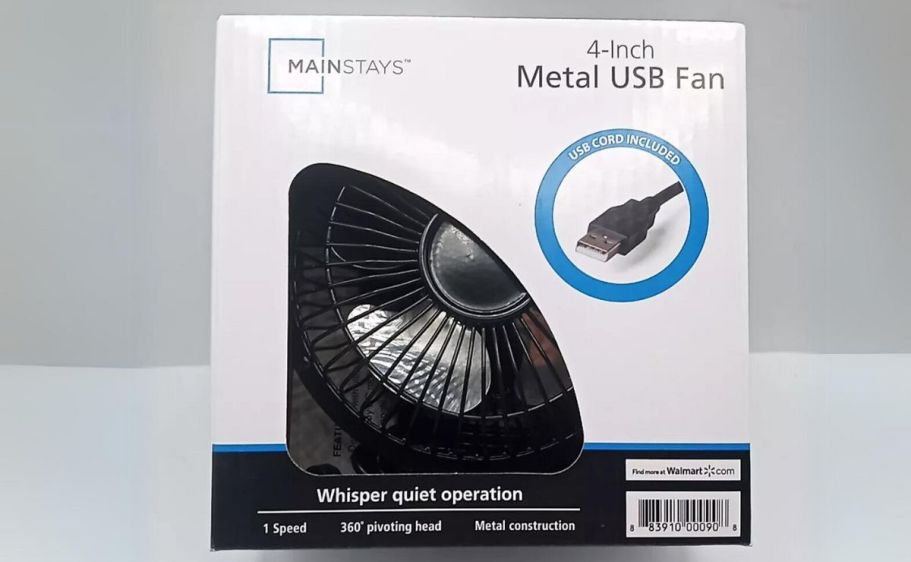 Mainstays 4” USB Powered Desktop Fan Only $5.46 on Walmart.com