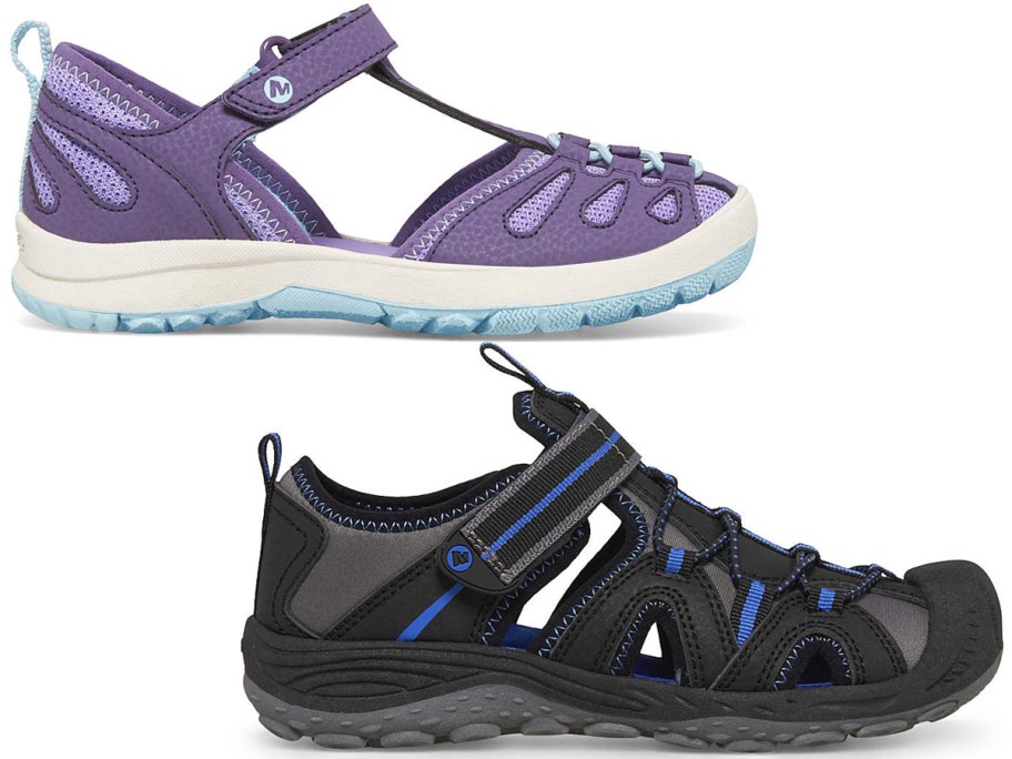 merrel purple and black sandals