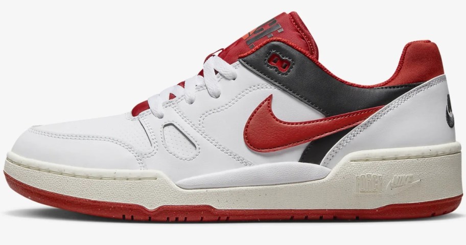 white, red and black Nike men's shoe