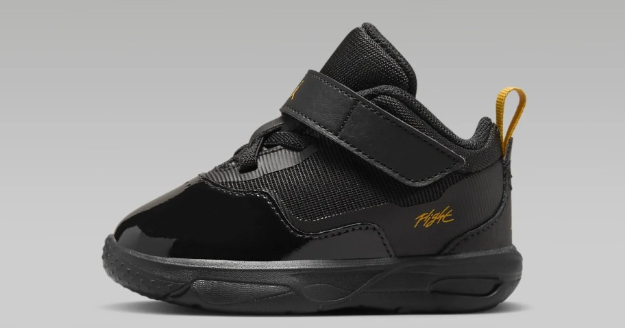baby/toddler Jordan shoe in solid black with yellow accents