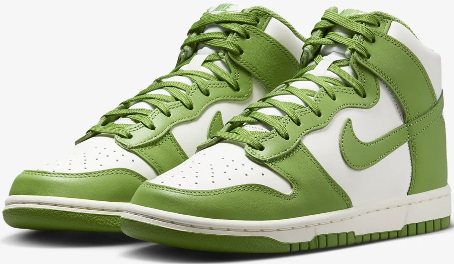 green and white high top nike shoes 