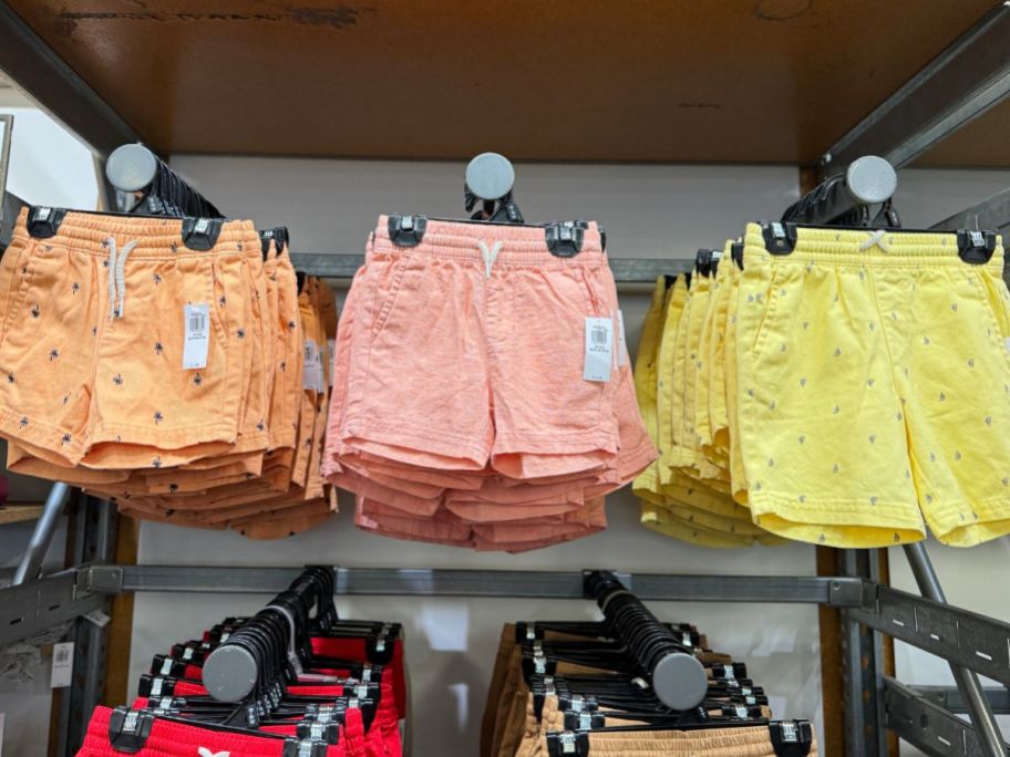 old navy toddler boys shorts on rack in store