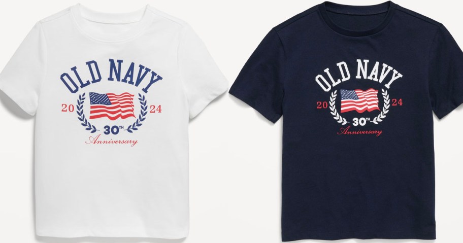 old navy white and blue flag tees
