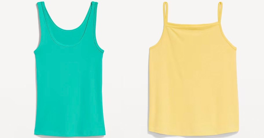 womens teal and yellow tank tops