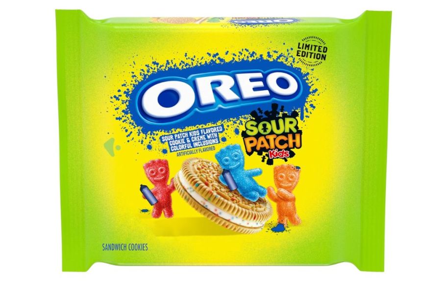 sour patch kids oreo pack on white background