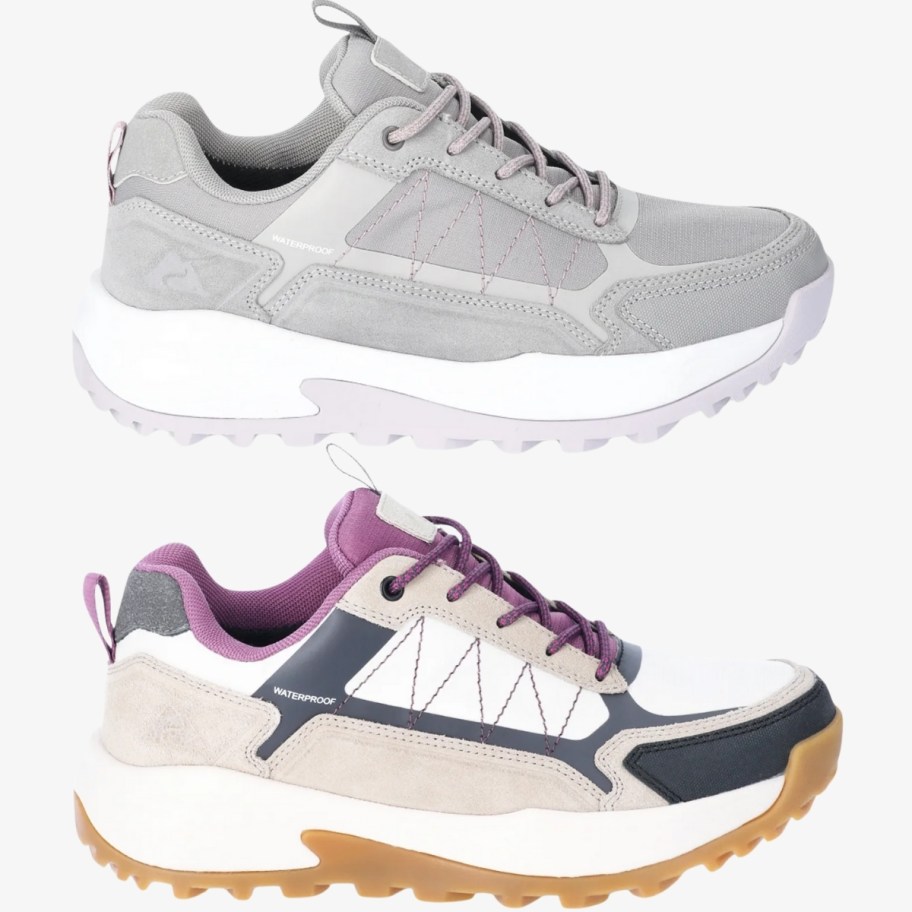 womans grey and beige hiking shoe