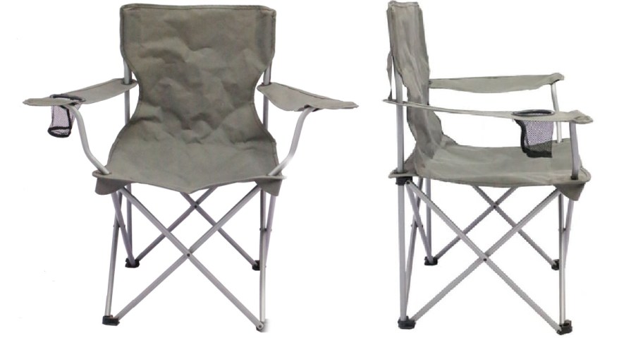 front and side view of gray ozark trail camp chairs