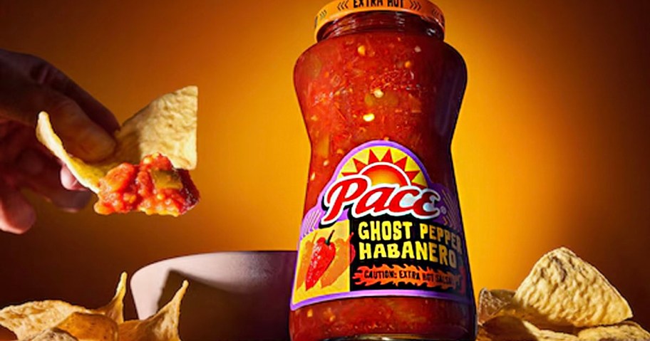 pace ghost pepper salsa jar with chips