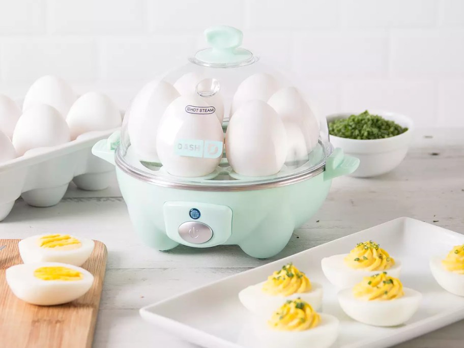 rapid egg maker with open eggs on the table
