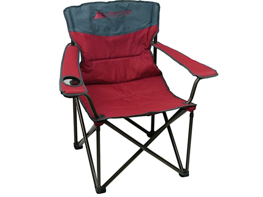 red and black folding camp chair