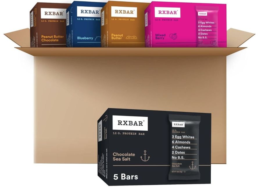 a brown cardboard box with 5 boxes of 5 bars