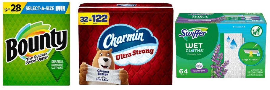 sam's club bounty charmin and swiffer stock images