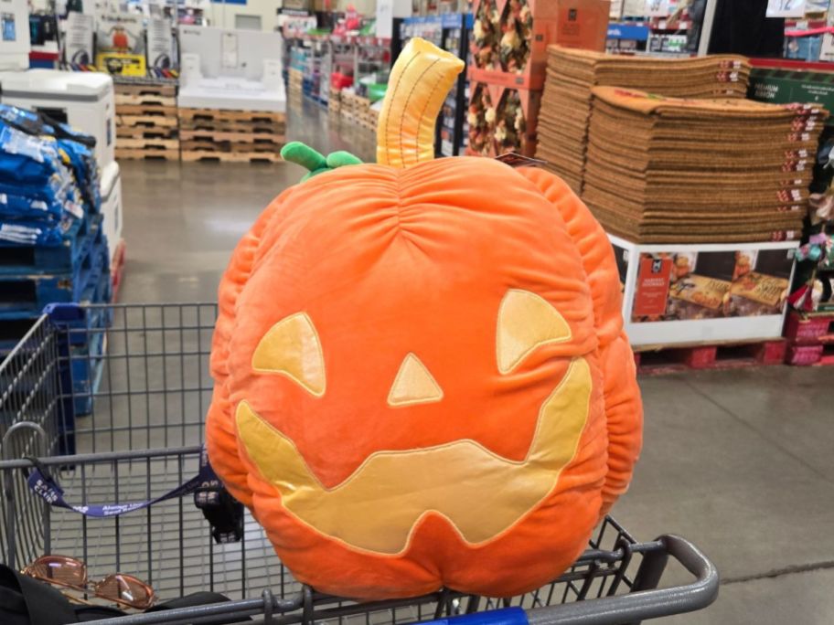 Halloween Secret Pocket Plush pumpkin in cart in store