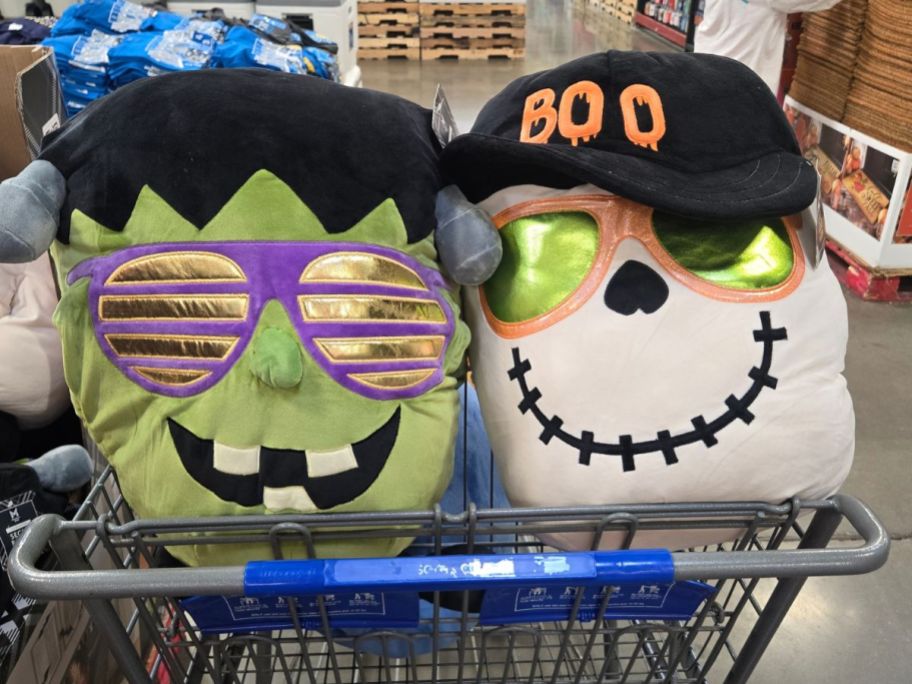 Halloween Secret Pocket Plush green monster and skeleton in cart in store