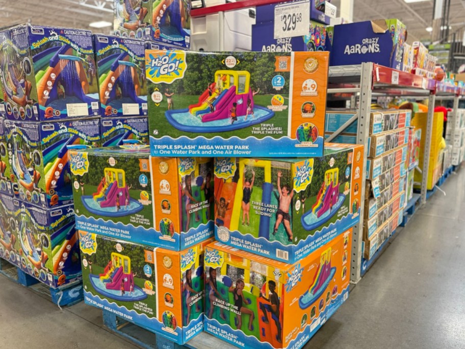 h2ogo waterpark boxes stacked in sams club