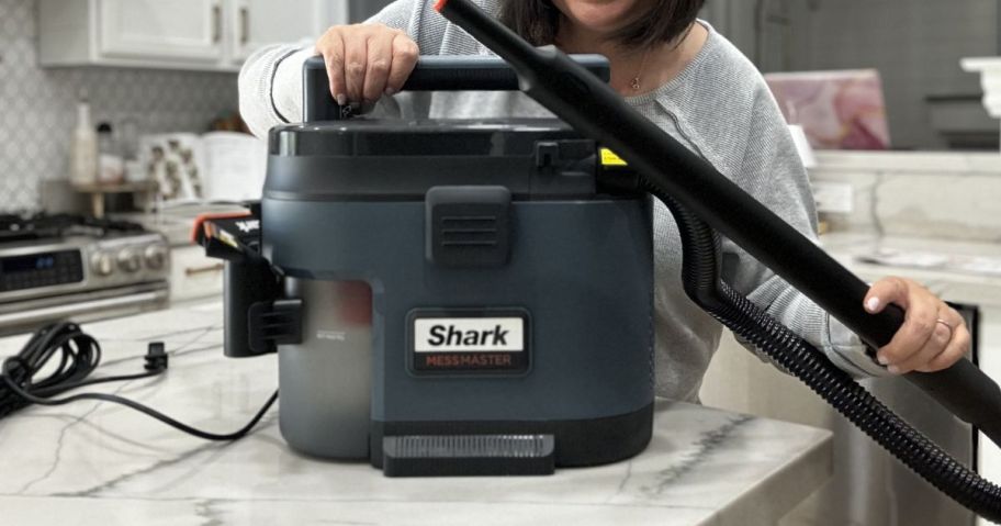 Shark MessMaster Portable Wet & Dry Vacuum w/ Car Detail Kit on counter