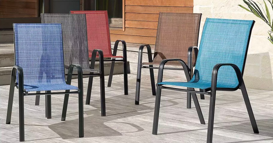 multicolored patio chairs 