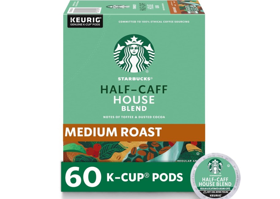 stock image of Starbucks K-Cup Medium Roast Half-Caff Coffee Pods 60-Count